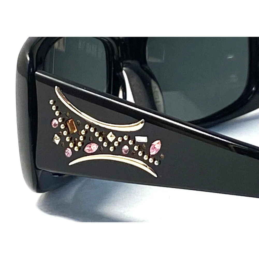 SAKS 5TH AVENUE Women's Black Eyeglass FRAMES ONLY Gold Crystals Bejeweled Sun